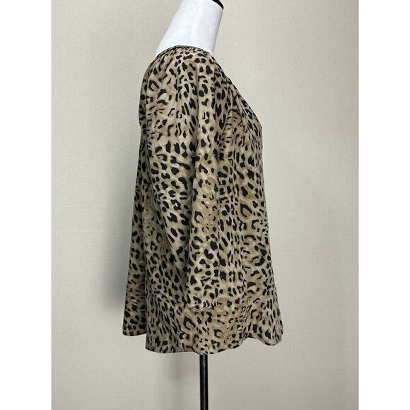 Loft Womens Animal Print Blouse V-Neck Size XL Blouse Tunic Top - Picture 3 of 11
